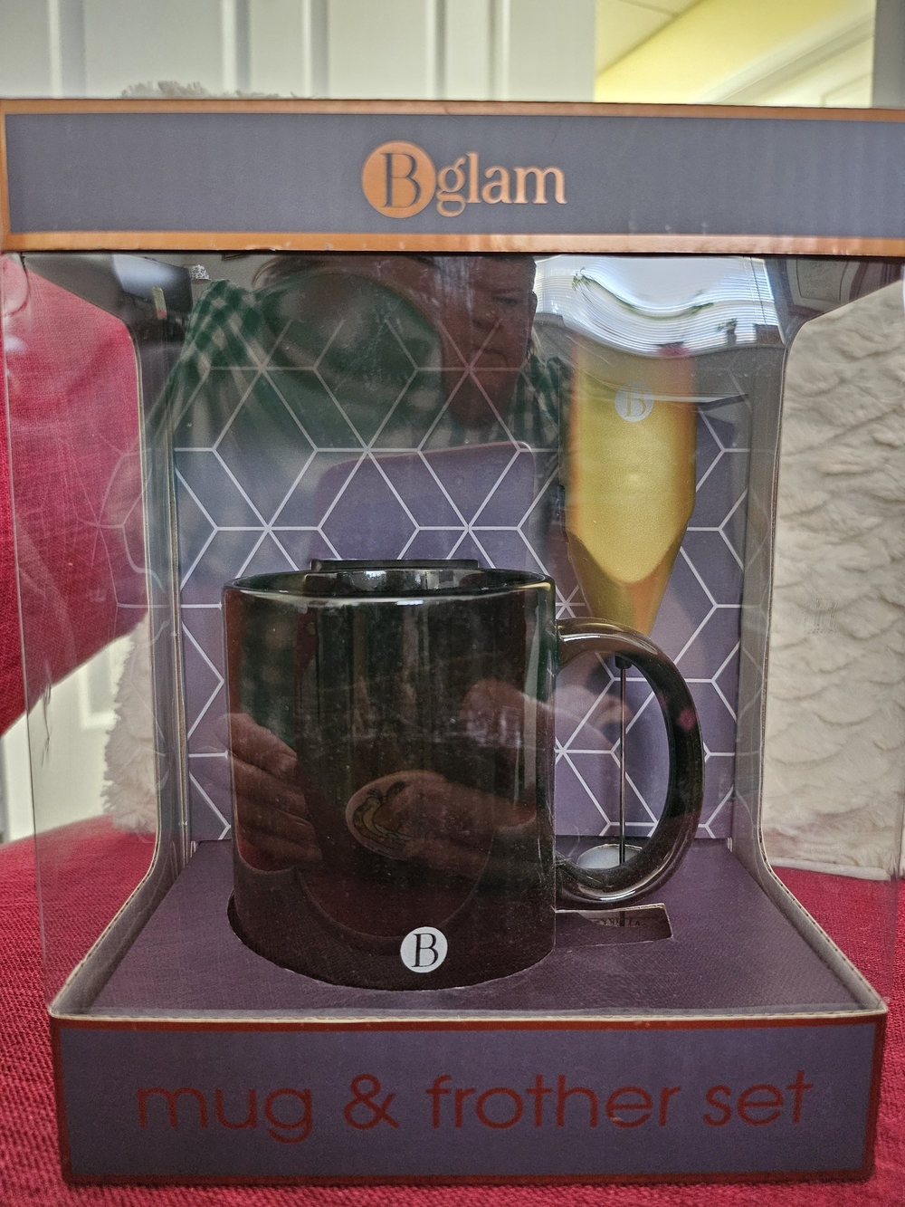 Bglam Black Mug & Gold Frother Set New